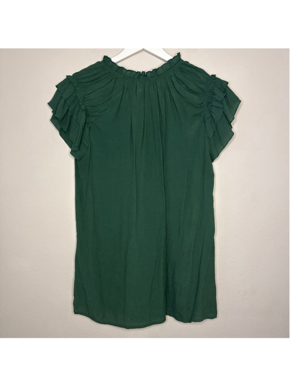 Women's Ruffle Sleeve Blouse Green Size XL - [LP1046]